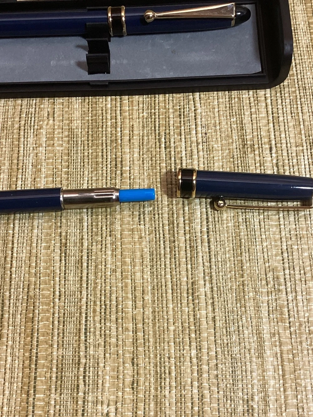 Classic Blue and Gold Ballpoint Pen Set